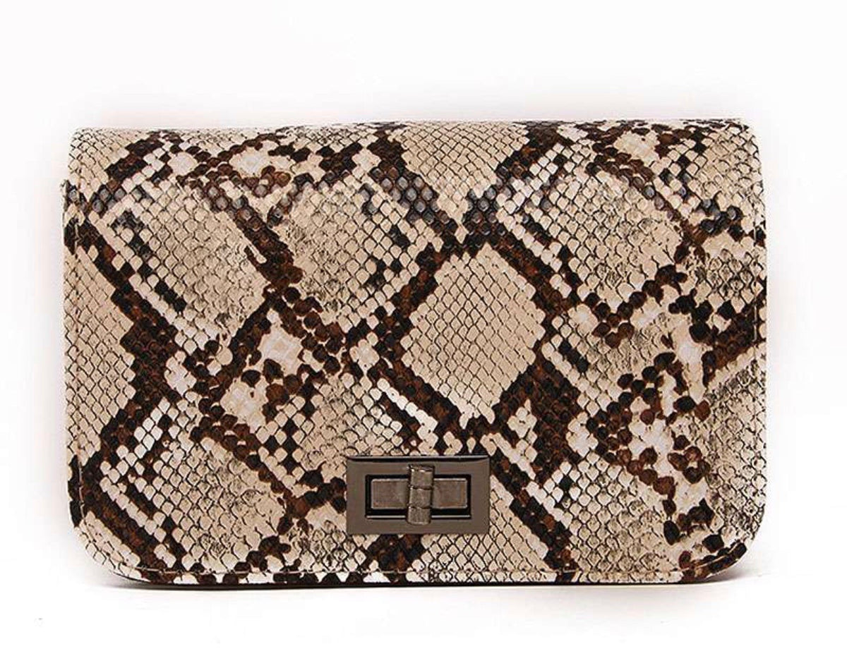 Beige snake print bag sale