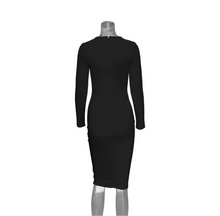 Load image into Gallery viewer, Long Sleeve Round Collar Dress (Black)
