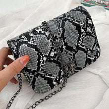 Load image into Gallery viewer, Snake Print Square Bag (Black, Grey &amp; White)