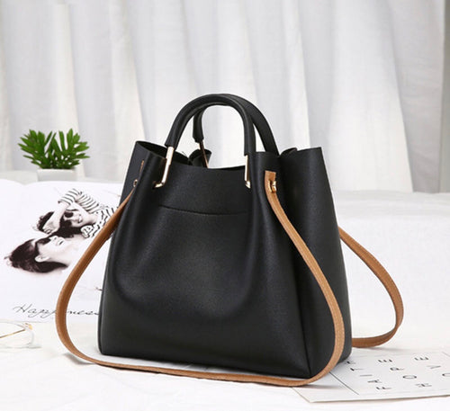 Double Handle Bucket Bag 👜 (Black)
