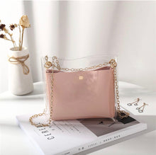 Load image into Gallery viewer, Pink Metal Chain Transparent Shoulder Bag