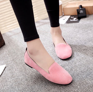 Pink Flat Suede Loafers