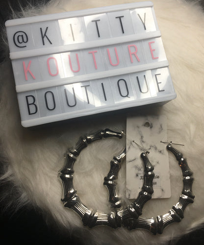 X-Large Silver Like Designed Hoop Earrings