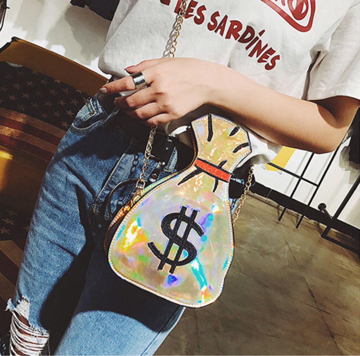 Gold Wealth Money Bag Kitty Kouture Boutique