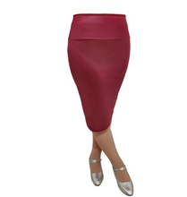 Load image into Gallery viewer, THE ONE - Burgundy Faux Leather Pencil Skirt