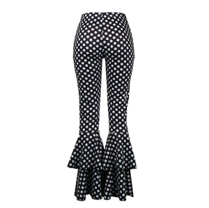 Double Layer Polka Dot Flare Pants (Black & White)