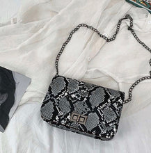 Load image into Gallery viewer, Snake Print Square Bag (Black, Grey &amp; White)