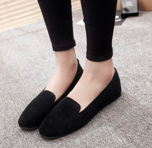 Black Flat Suede Loafers