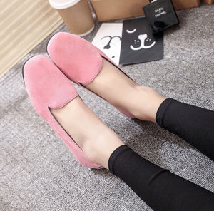 Pink Flat Suede Loafers